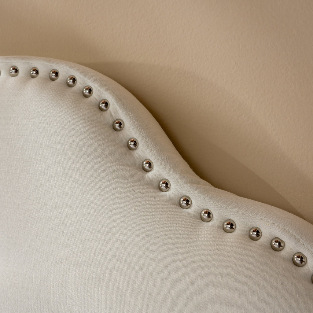 Studded Edge Ivory Fabric Queen/Full Headboard - NH919892