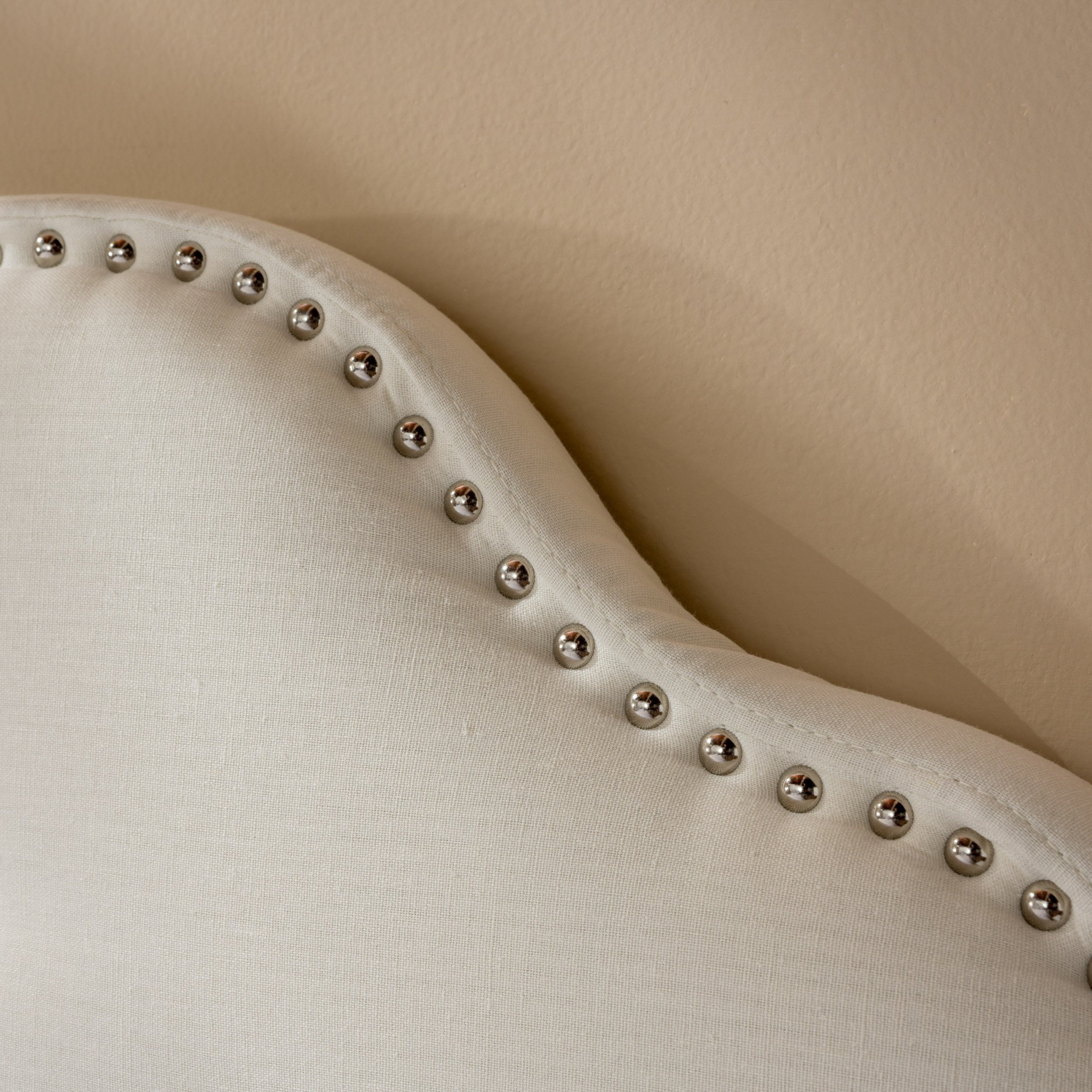 Studded Edge Ivory Fabric Queen/Full Headboard - NH919892