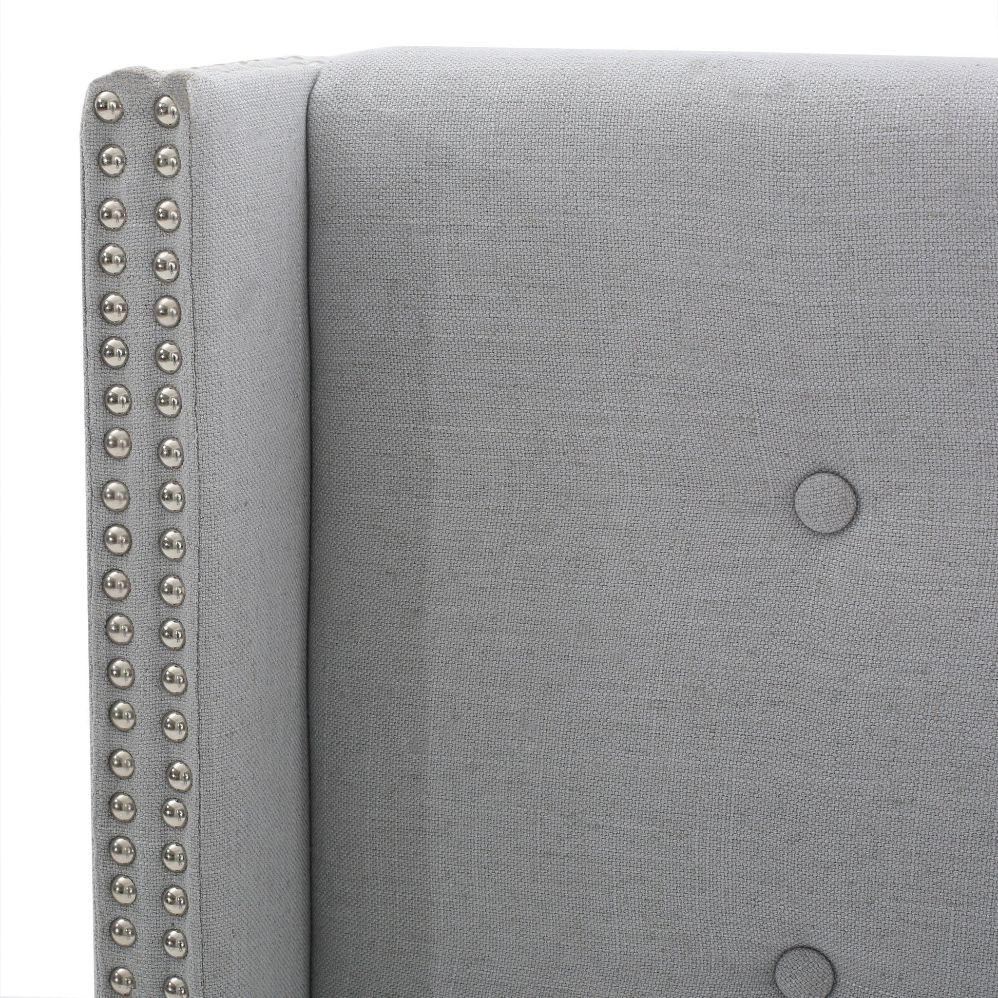 Button Tufted Fabric King/Cal King Headboard with Nailhead Accents - NH026992