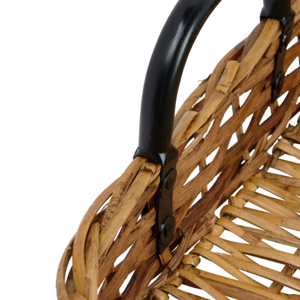 Rattan Tray with Black Handles