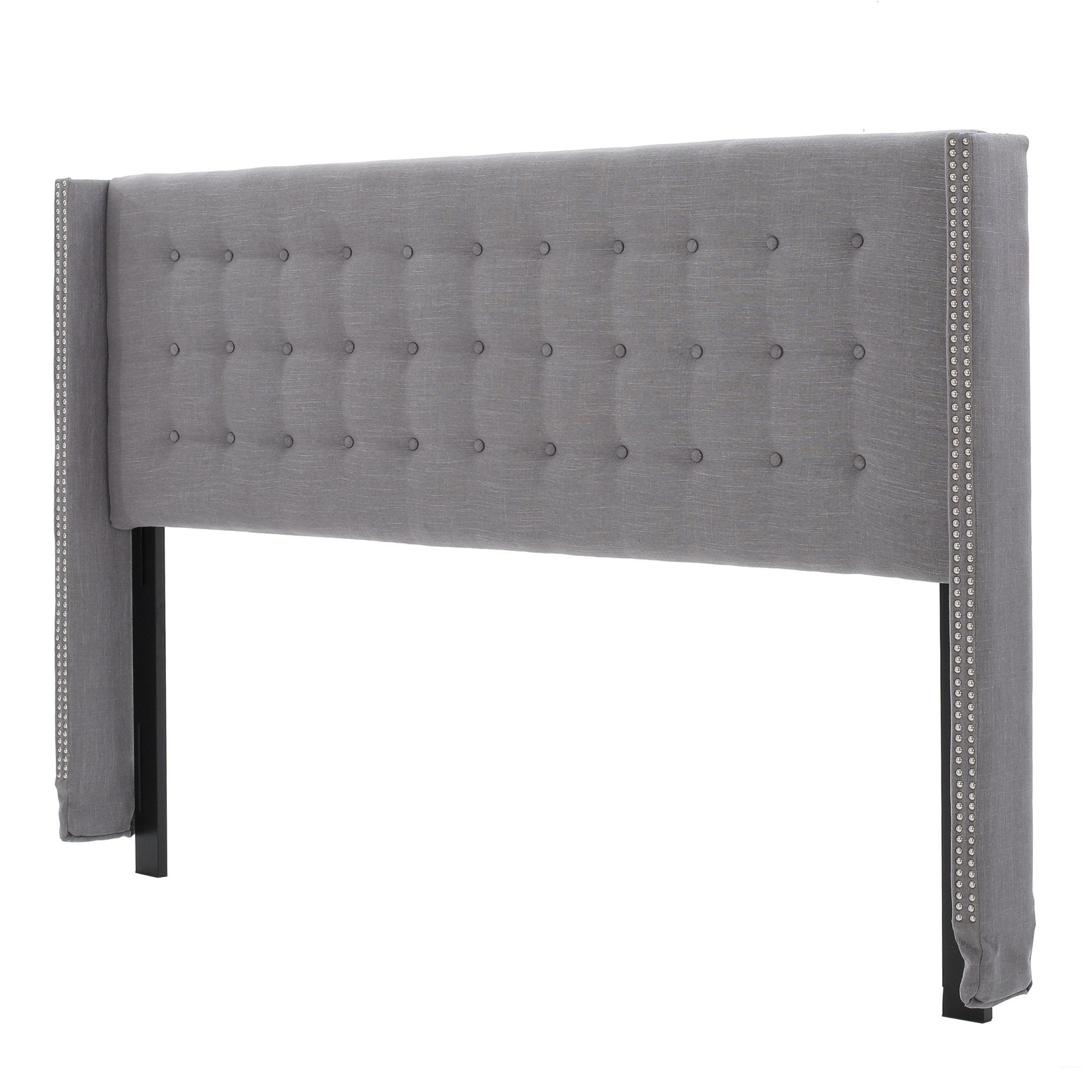 Button Tufted Fabric King/Cal King Headboard with Nailhead Accents - NH026992