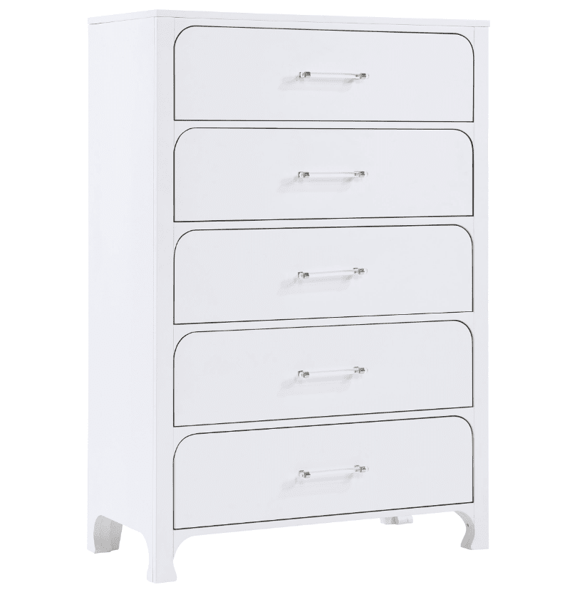 Anastasia 5-drawer Chest -  Pearl White