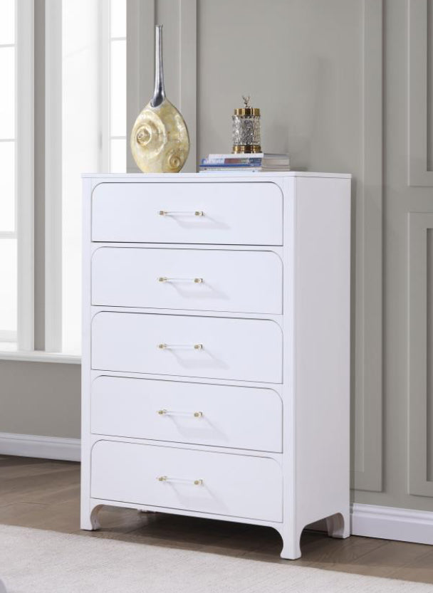 Anastasia 5-drawer Chest -  Pearl White